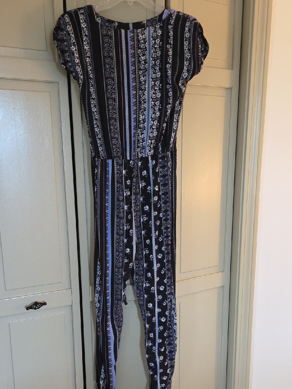 art class Black and Lavender Patterned Jumpsuit